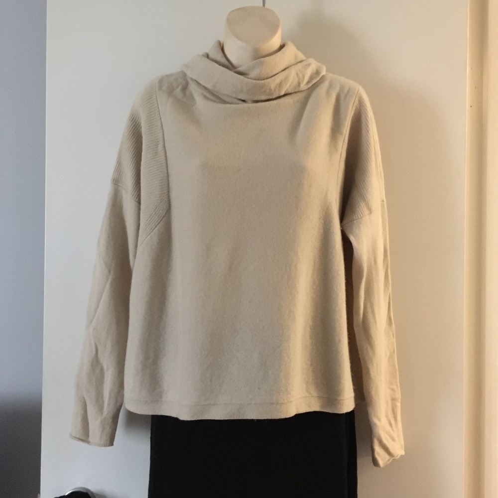 DUFFY 100% Cashmere Scrunch Turtleneck Beige Sweater S